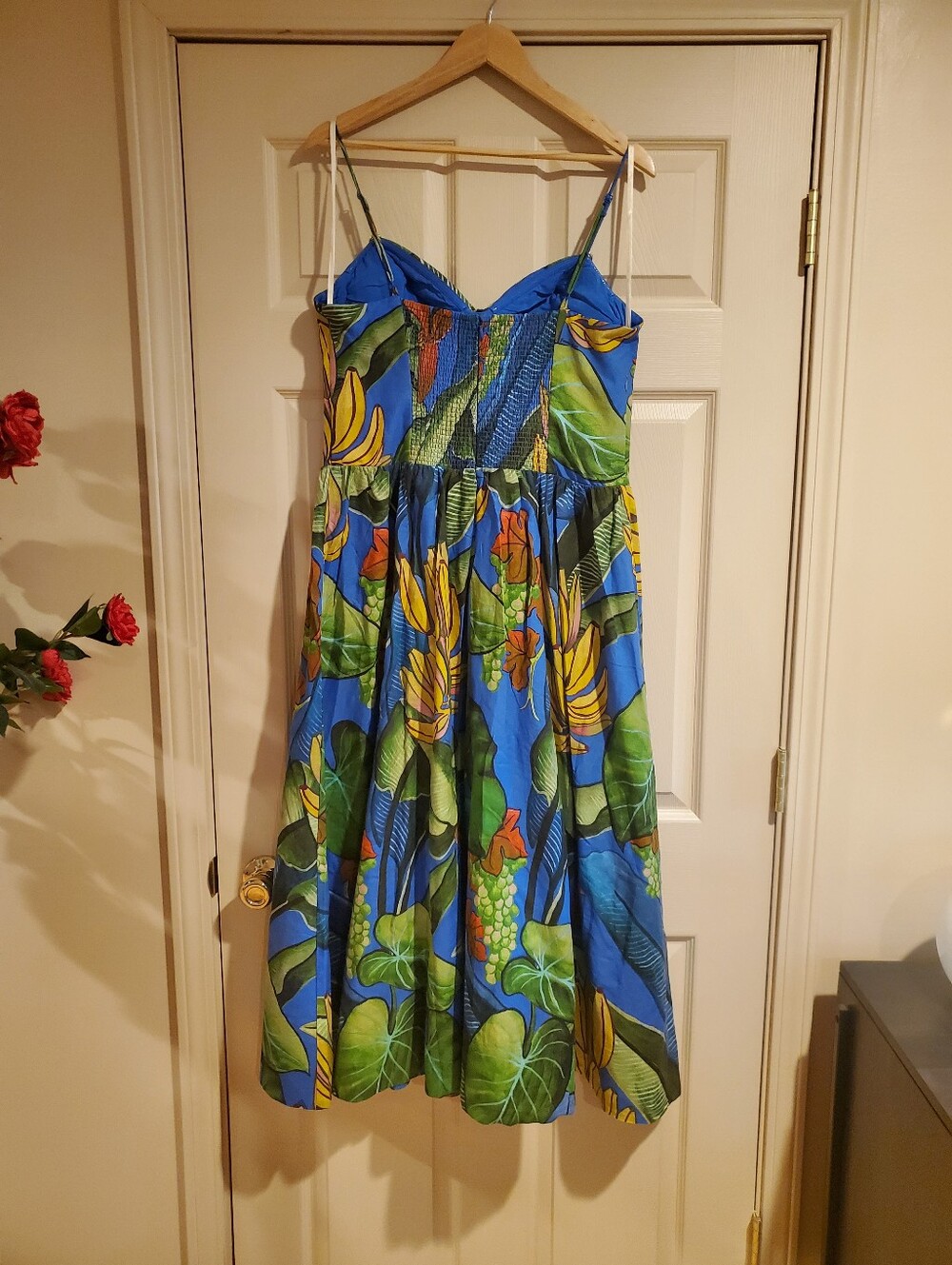 NWT FARM Rio Blue Banana Grapes 3D Bodice Sleeveless Maxi Dress Size Large - Picture 10 of 13